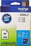 Brother LC535XLC Cyan Mavi 1.300 Sayfa Kartuş DCP-J105 MFC-J200